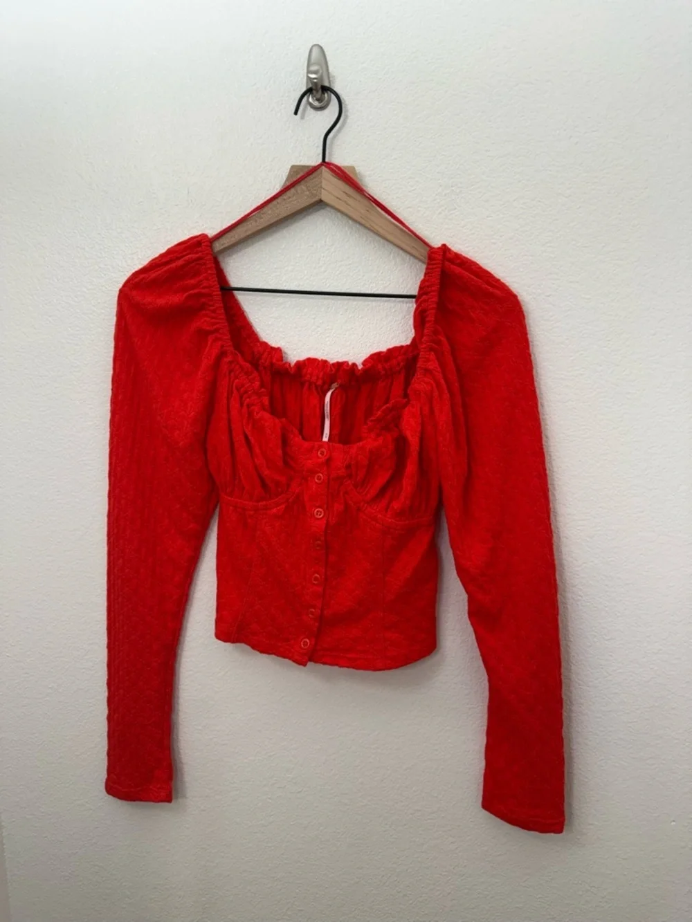 Free People Ladybug Long Sleeve Cropped Top Size Medium